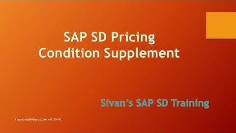 SAP SD Pricing: Condition Supplement | Sivan