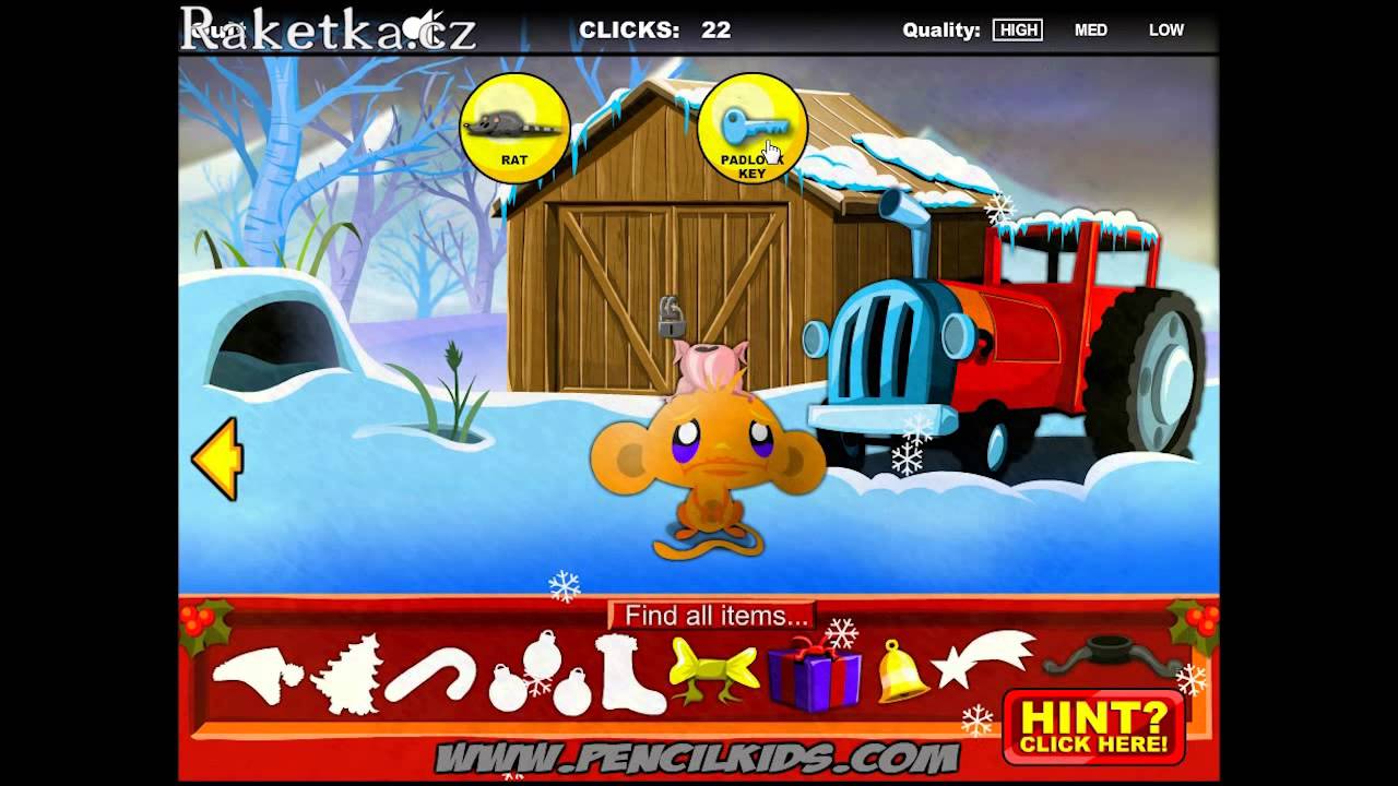 Monkey Go Happy Christmas návod Walkthrough YouTube