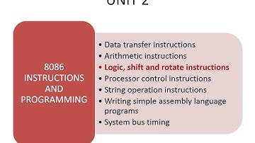 EL302 UNIT 2 8086 LOGIC, SHIFT AND ROTATE INSTRUCTIONS