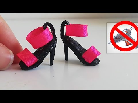 كيف أصنع حذاء👠👠 لدمية الباربي بدون مسدس الشمع😍 how to make shoes for barbie doll without glue gun
