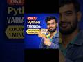 Python Variables Explained in 1 Minute 🔥 | Day 3 Python in Hindi