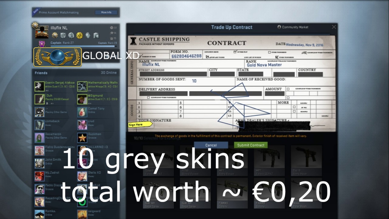CS:GO Trade Up Contract GREY Skins, profit? - YouTube
