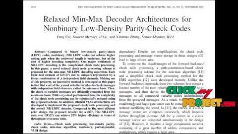 Final Year Projects | Relaxed Min-Max Decoder Architectures