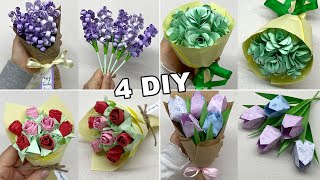 4 Cách làm bó hoa tặng thầy cô 20/11 | DIY paper Flower bouquet | Liam Channel