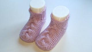 картинка: Быстрые пинетки на 2-х спицах без шва / 9-12 мес