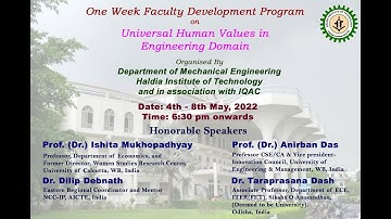 Inauguration of "One Week FDP On Universal Human Values in Engineering Domain"