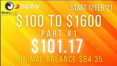 Part #1 $101.17 Done $100 to $1600 free bot binary.com deriv profit consistent digit differ