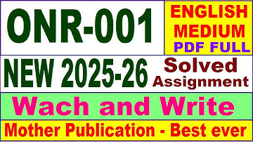 ONR 001 solved assignment 2025-26 in English || onr 001 solved assignment 2026 || ignou onr1