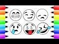 How to draw emoticons fun  easy drawings for kids  art coloring pages  color