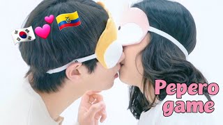 Korean boy and latina girl playing PEPERO GAME😍/ Dreamteam Project