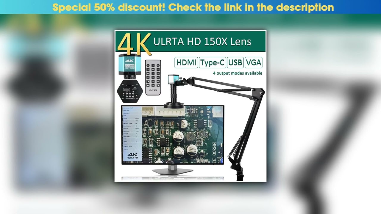 Top 4K Microscope 48MP Digital Microscope For Electronics USB Industrial Cameras HDMI 1-150X Zoom C