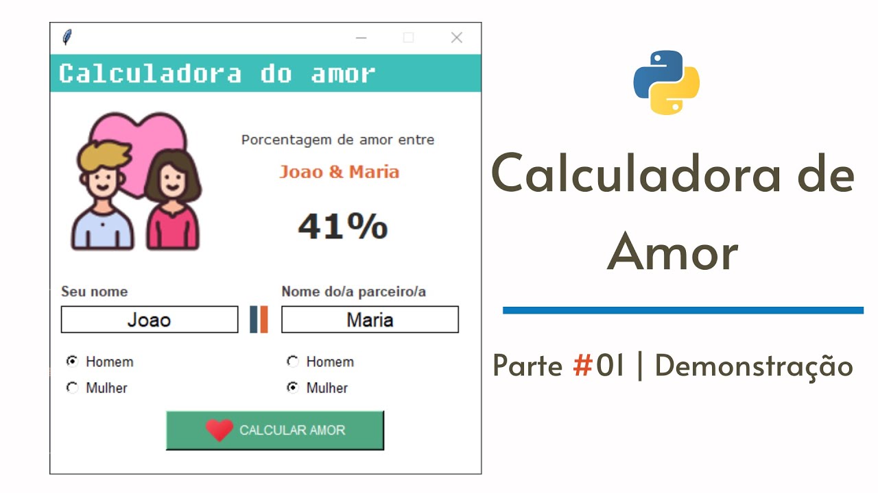 Como fazer Calculadora de amor em Python_Projetos Python IniciantesUsando  Python