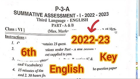SA-1 government English Paper key(6th class )