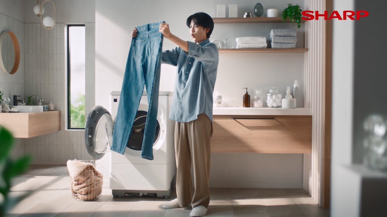 15秒CM】ドラム式洗濯乾燥機 ES-12X1：シャープ - YouTube