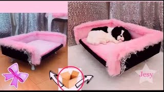 ✅DIY ADORABLE SOFA BED FOR *cheap*.Make a #Pet Bed #cardboard # crafts