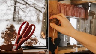 Cozy Winter Morning Routine | Sewing For The Kitchen | Silent Vlog | Meatballs in sauce |