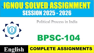 IGNOU BPSC 104 Solved Assignment 2025-2026 | English Medium | Download PDF | IGNOU Students Portal