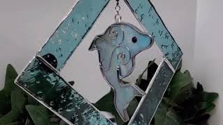 Stained Glass Jumping Dolphin Suncatcher