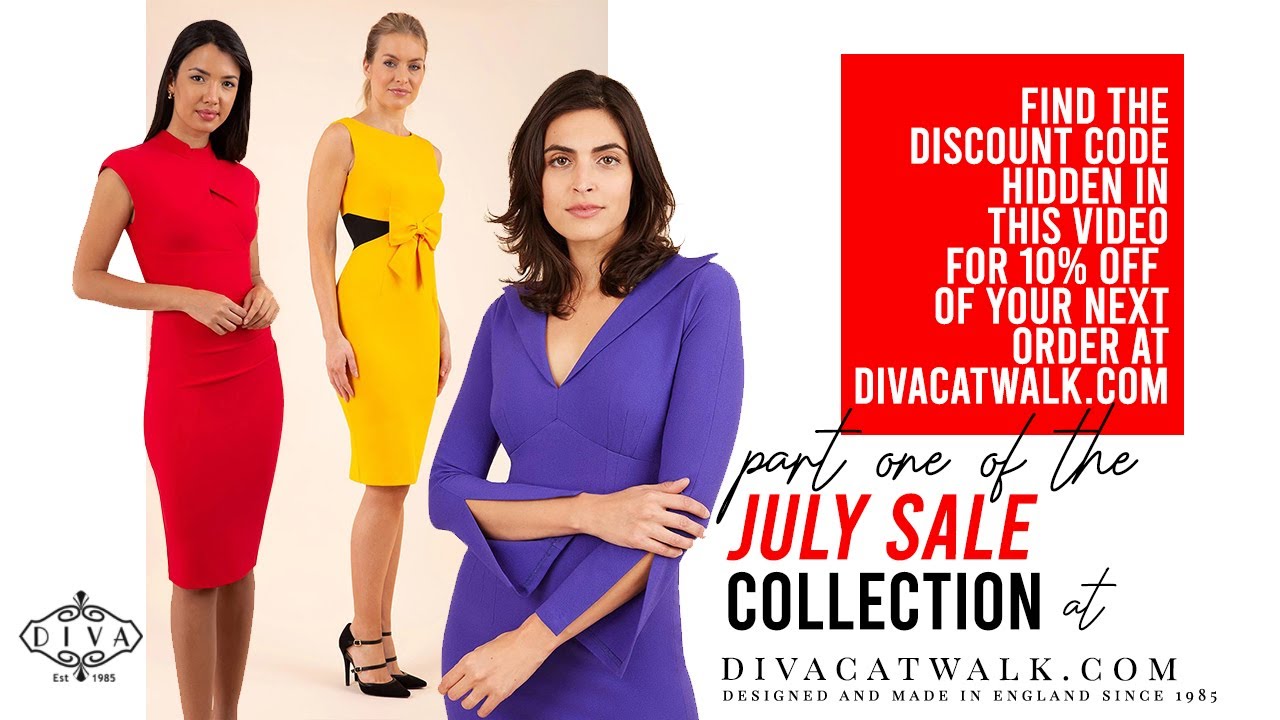 Diva Catwalk's JULY Sale - Part ONE: Pencil Dresses, Swing Dresses, Colourful Wedding Guest Dresses.