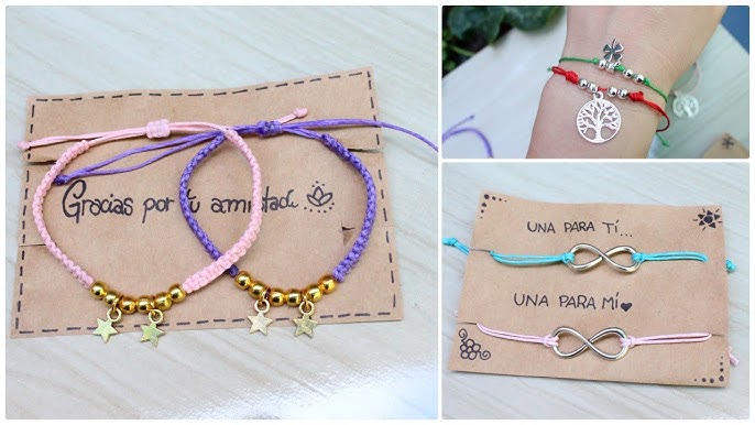 Haz Pulseras de hilo con cuentas fáciles y lindas ○Tutorial○ 3 ideas para  regalar o vender 