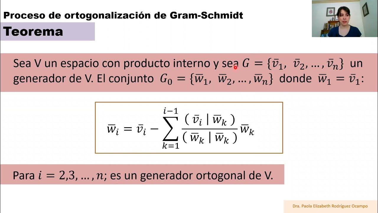 Clase 25 Álgebra Lineal. Producto interno. Proceso de ortogonalización de GramSchmidt YouTube