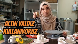 Seramikte Sahte Altın yaldız nasıl kullanılır. #ceramics #ceramic#seramik #ceramicart #youtube #kil