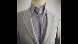 組紐ループタイ 正絹 鷲 緑 アンティーク調 (ts-ru-14b)