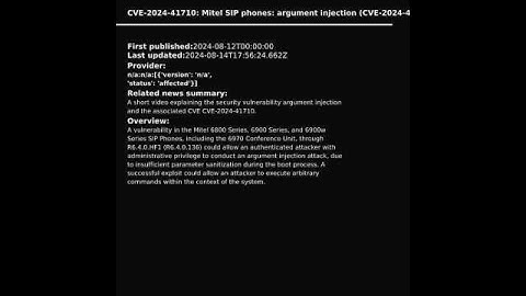 Mitel SIP phones: argument injection (CVE-2024-41710) #shorts