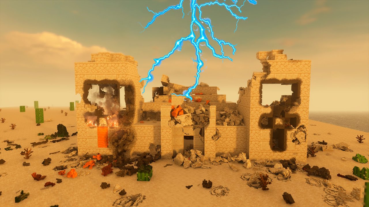 Destroy a Minecraft village with Thor's Hammer Mega Teardown - YouTube
