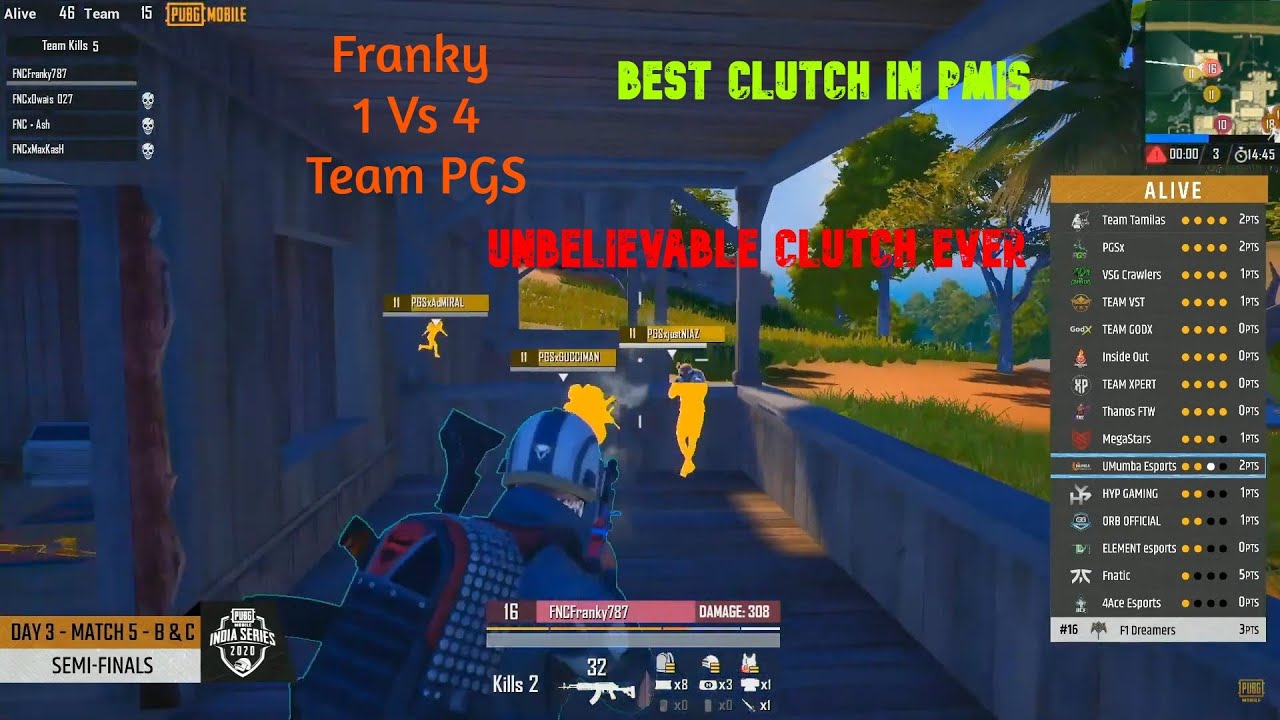 Fnatic Franky Vs PGS | 1 vs 4 clutch | The Best Ever Clutch | PUBGM