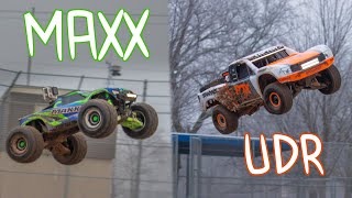 Traxxas MAXX vs. Traxxas UDR! (+ Some Traxxas Sledge Driving!)