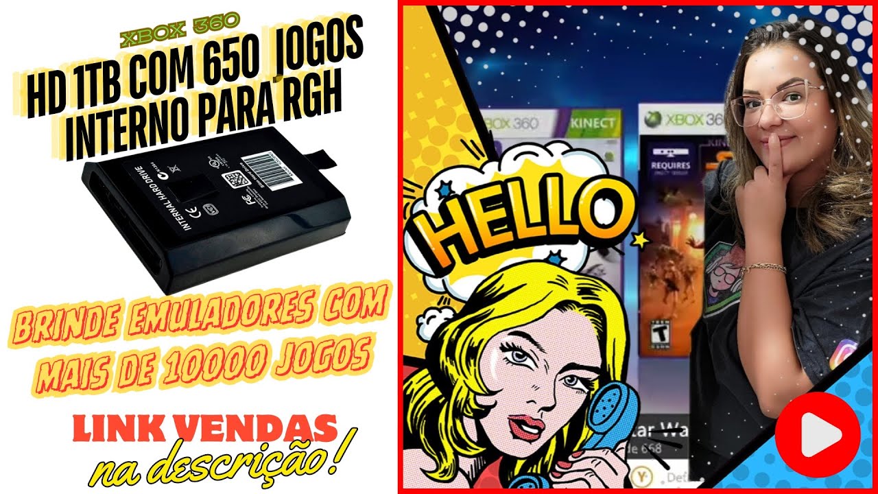 3TB Lotados com 652 Jogos de Xbox 360, Arcades, PS1 e Xbox Clássico Xbox 360  - RGH / JTAG 