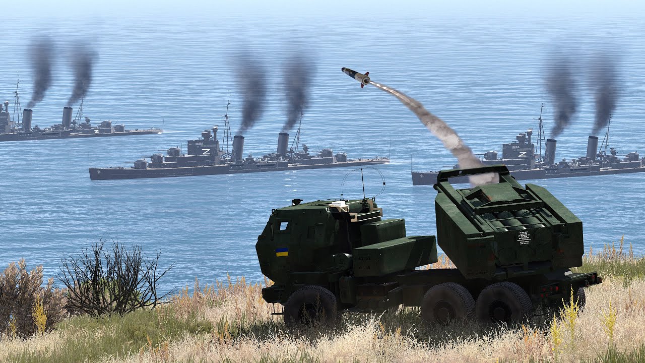 HIMARS rocket system vs Navy - Battlecruiser destroyed by fire - ARMA 3 Milsim