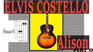 Video thumbnail of "Alison Elvis Costello Guitar Chords ver2.0"