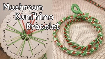 DIY 🍄Paddestoel Kumihimo Armband Tutorial || Eenvoudige 16-snarige Kumihimo-zelfstudie