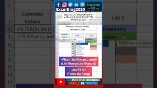 Famous Extract Common Values Between 2 Lists 🔥 #AskExcelKing #excelking2020 #ytshorts #trending #excel Profile