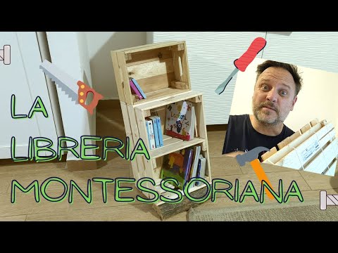 Libreria montessoriana per bambini con le cassette di legno Ikea