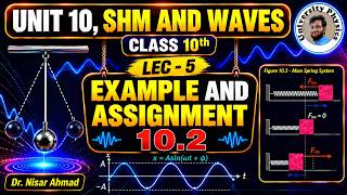 Example and assignment 10.2 |Class 10 physics kpk textbook board | Simple harmonic motion and waves