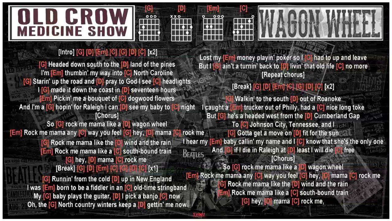 Old Crow Medicine Show Wagon Wheel [G] [Jam Track] [Guitar Chords