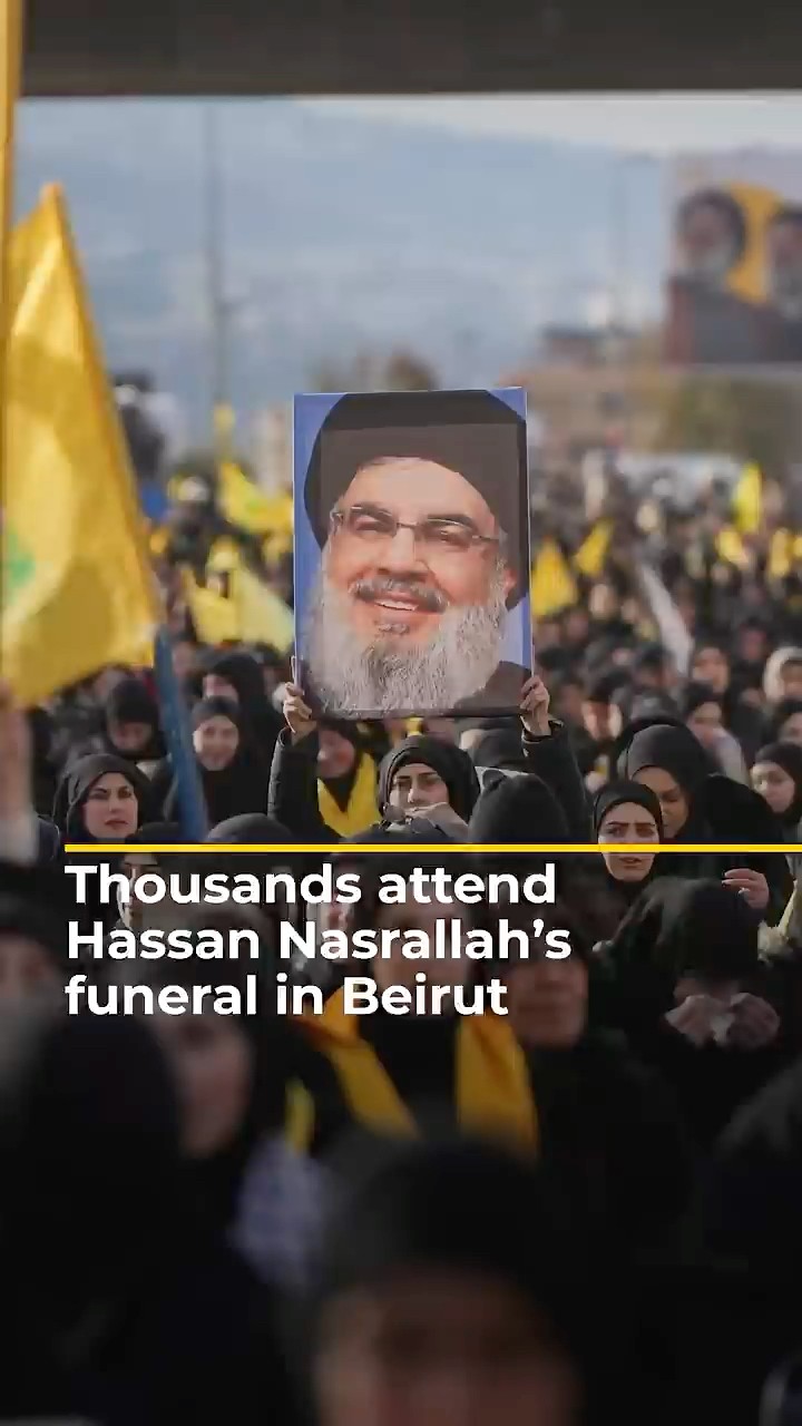 Thousands attend funeral of ex-Hezbollah leader Hassan Nasrallah in Beirut | AJ#shorts