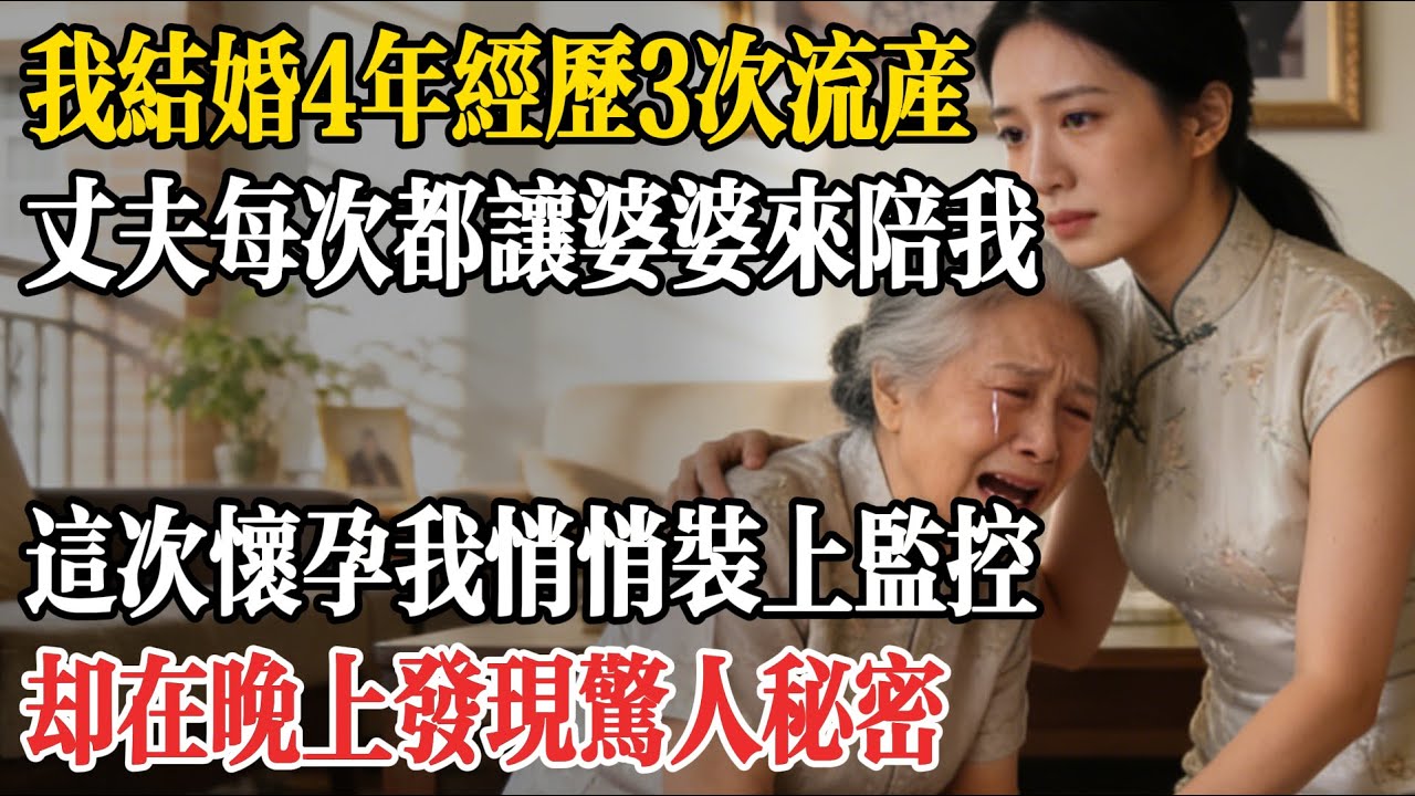 我结婚4年经历3次流产，丈夫每次都让婆婆来陪我。这次怀孕后，我在房间悄悄装上监控，却在深夜发现了驚人秘密！