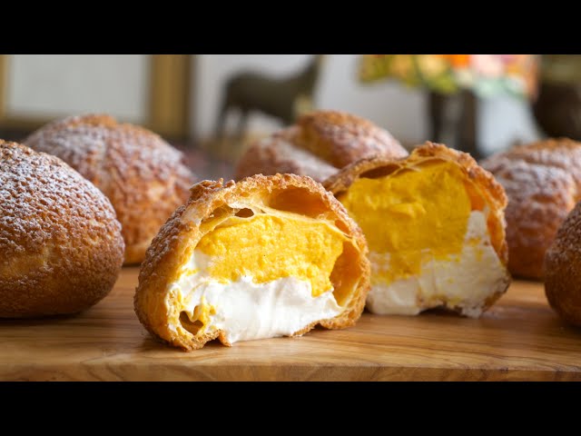 トロッとサクッ!カボチャプリンシューの作り方✴︎How to make Pumpkin Choux à la crème✴︎ベルギーより
