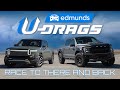 Udrag race rivian r1t vs ford f150 raptor r  quarter mile handling  more