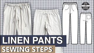 Linen Pants for Men DIY - Sewing Steps / PDF Patterns Boutique Sew Along
