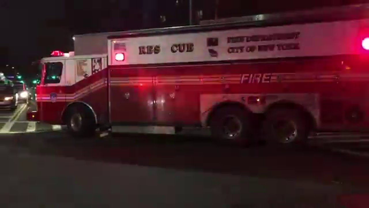 FDNY RESCUE 4 TAKING UP FROM A ALL HANDS FIRE ON KISSENA BOULEVARD IN FLUSHING, QUEENS, NEW YORK