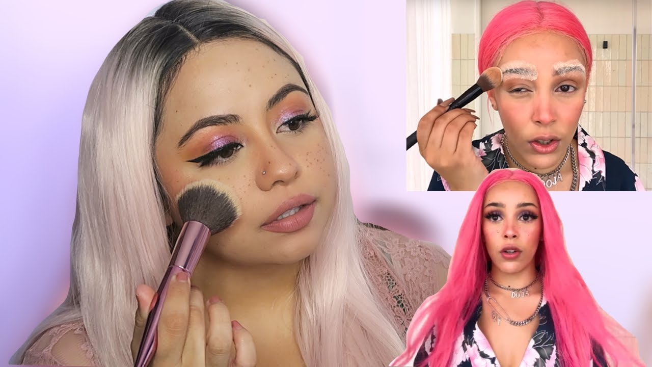Doing Doja Cat's Skin Care and Makeup Routine EGirl Makeup YouTube