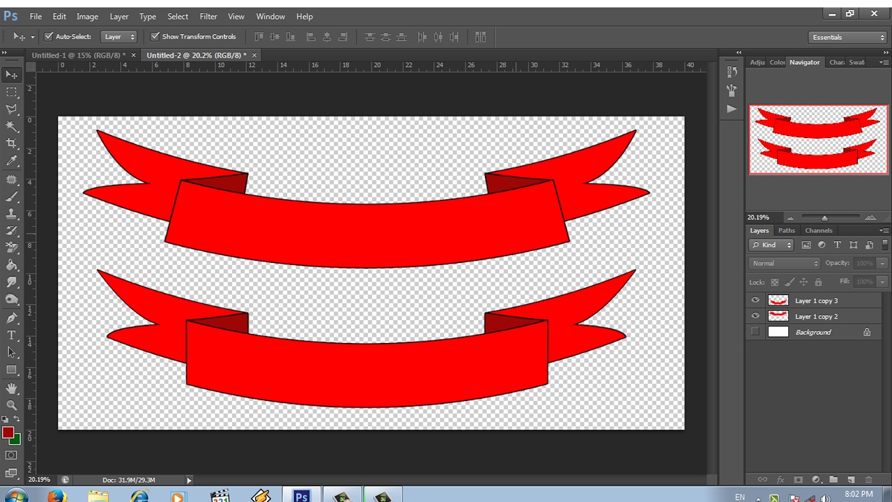 dasar photoshop cara  mudah membuat  banner  ribbon YouTube