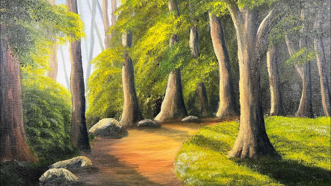 How to paint a path in the forestfor beginner and intermediate artists