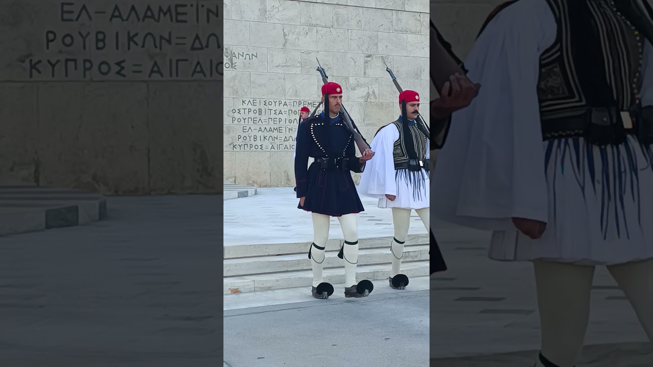 Evzones Greek Presidential Guard  ( Τomb of Unknown Soldier )  Monument in Athens