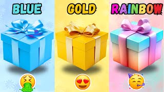 🤩 Choose your gift🎁💝✨️| 3 gift box challenge | Blue, Gold, Rainbow #pickonekickone #giftboxchallenge